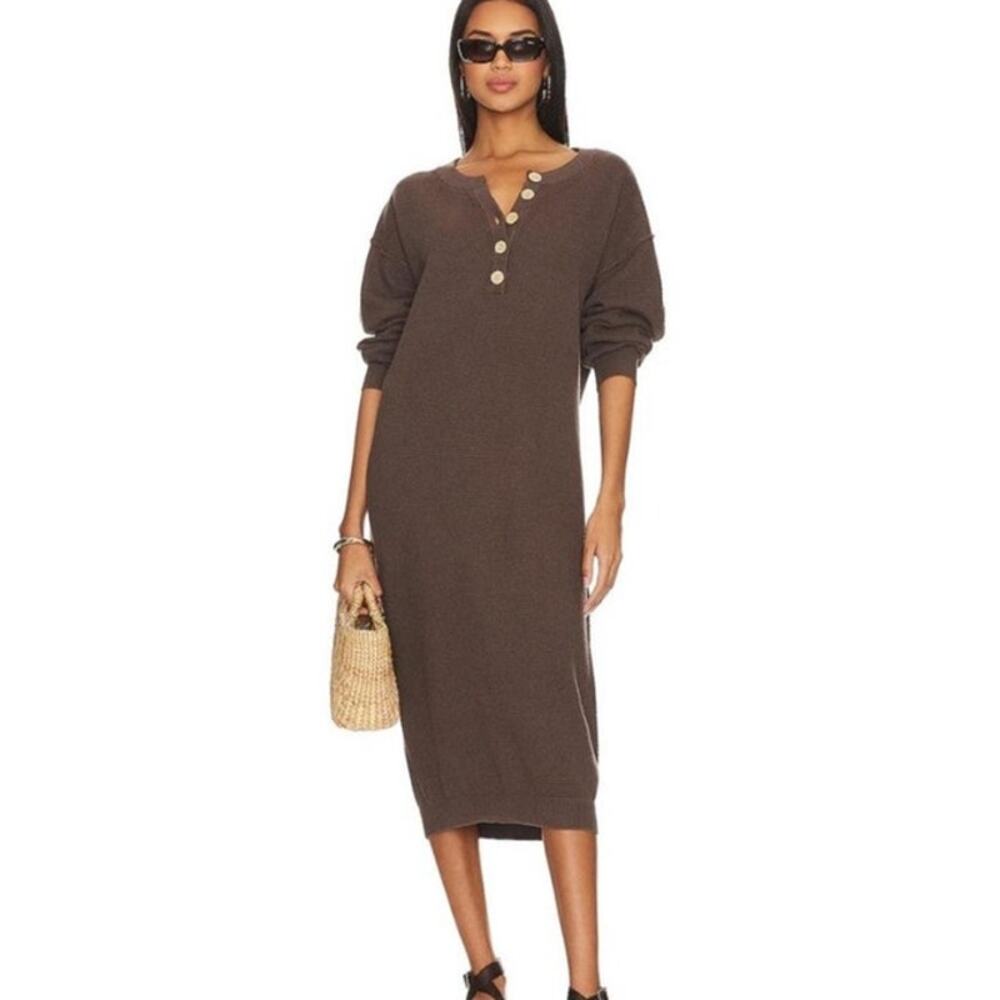 SOLD - Free People Beach Hailee Sweater Midi Dress in Minked size Medium - Picture 1 of 4